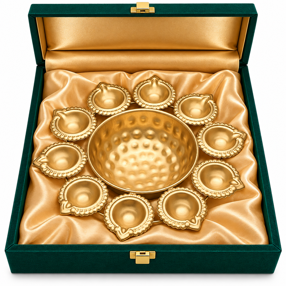 Golden Diya & Center Bowl Gift Set for Diwali