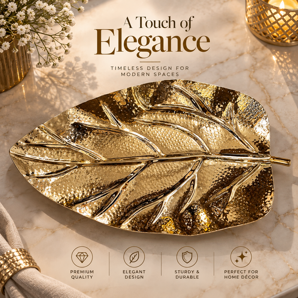Elegant Gold Leaf Cake Server & Knife Gift Set of 2