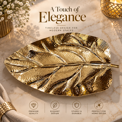 Elegant Gold Leaf Cake Server & Knife Gift Set of 2