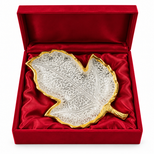 Silver & Gold Leaf Engraved Decorative Tray