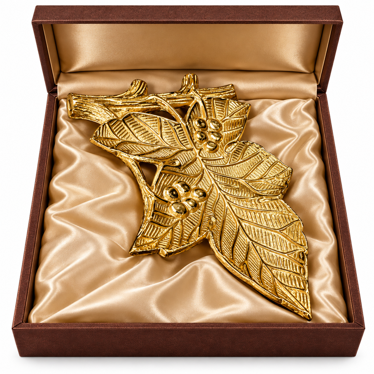 Gold Leaf & Berry Decorative Serving Tray
