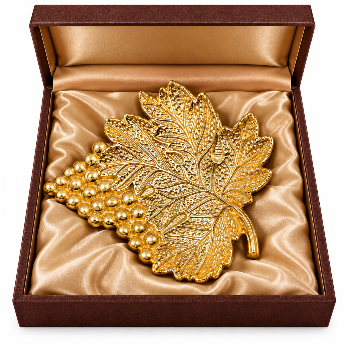 Gold Grape & Leaf Decorative Tray for Diwali Decor