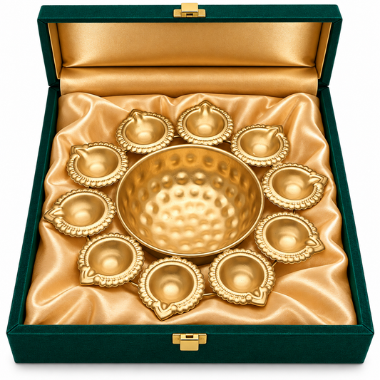 Golden Diya & Center Bowl Gift Set for Diwali