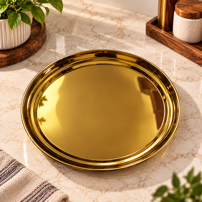Elegant Gold Stainless Steel Dinner Plates Set of 2
