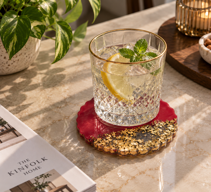 Handcrafted Gold Foil Resin Coasters – Elegant Set of 4