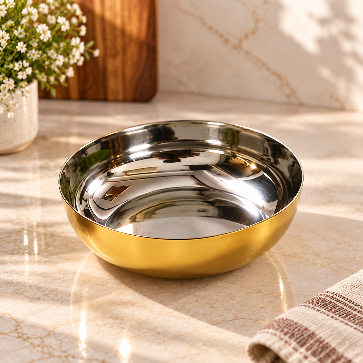 Elegant Gold Stainless Steel Serving Bowls Set of 6