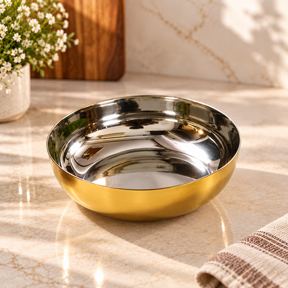 Elegant Gold Stainless Steel Serving Bowls Set of 6