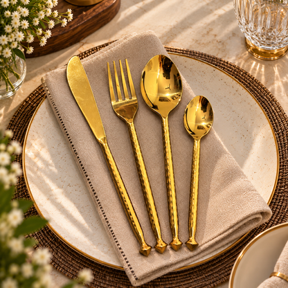 Elegant Gold Cutlery Set – 4-Piece Dining Set