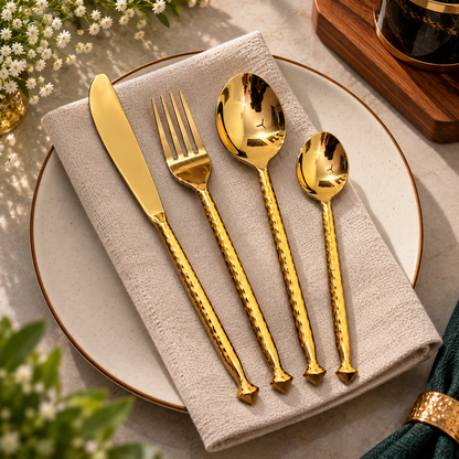 Elegant Gold Cutlery Set – 4-Piece Dining Set