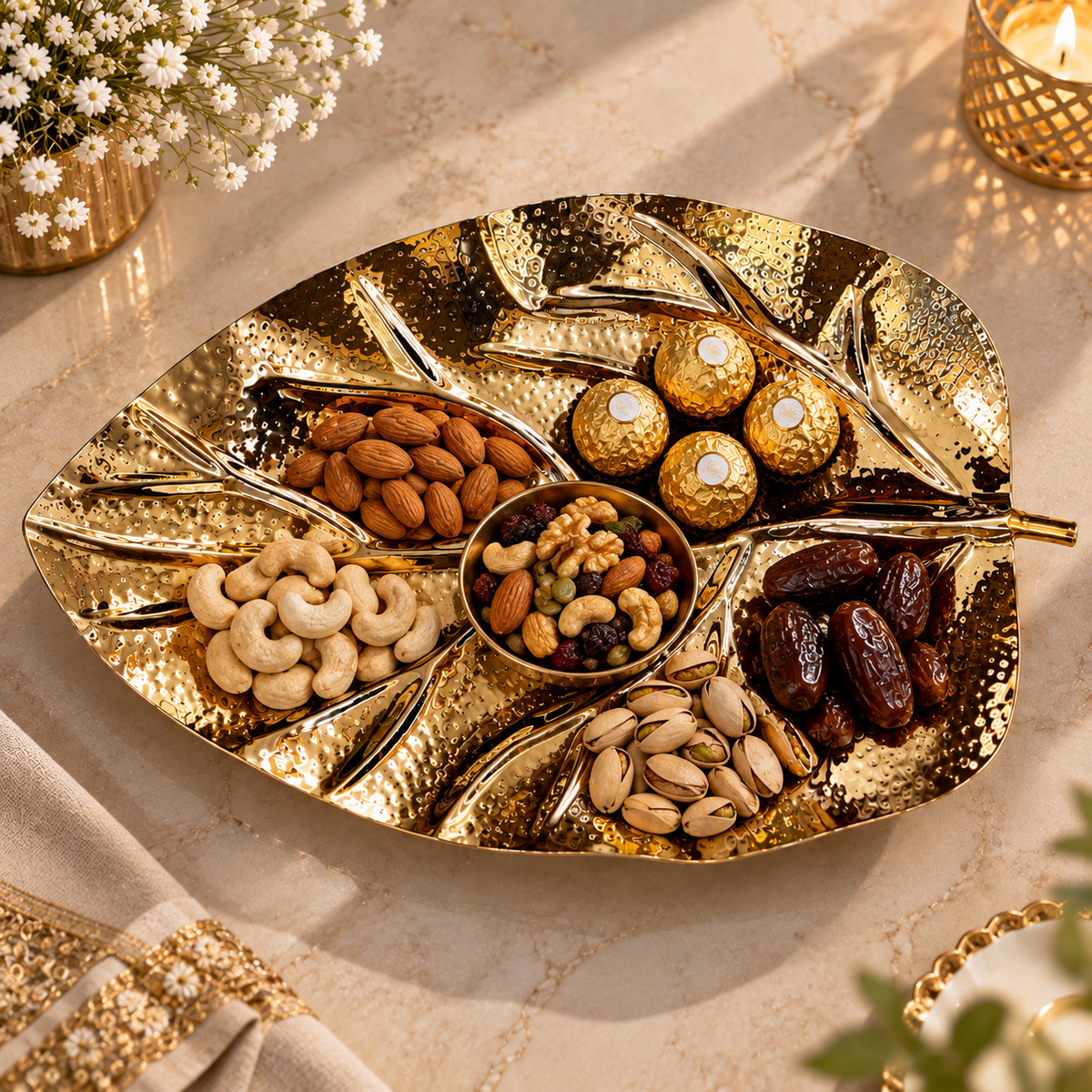 Elegant Gold Leaf Cake Server & Knife Gift Set of 2