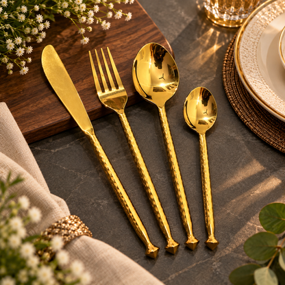 Elegant Gold Cutlery Set – 4-Piece Dining Set