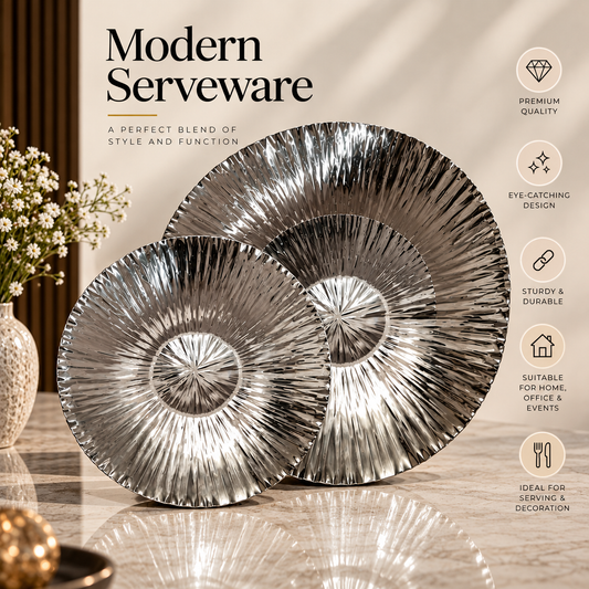 Silver Sunburst Decorative Plates Set of 2