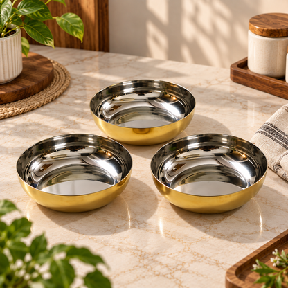 Elegant Gold Stainless Steel Serving Bowls Set of 6