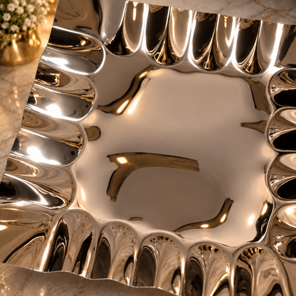 Silver Stainless Steel Wavy Edge Serving Tray