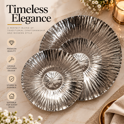 Silver Sunburst Decorative Plates Set of 2